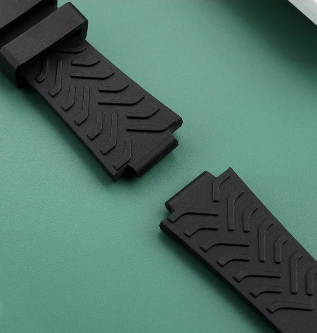Rubber Watch Strap For Tudor Black Bay 41 79540 22mm 12mm Black Deployant Clasp