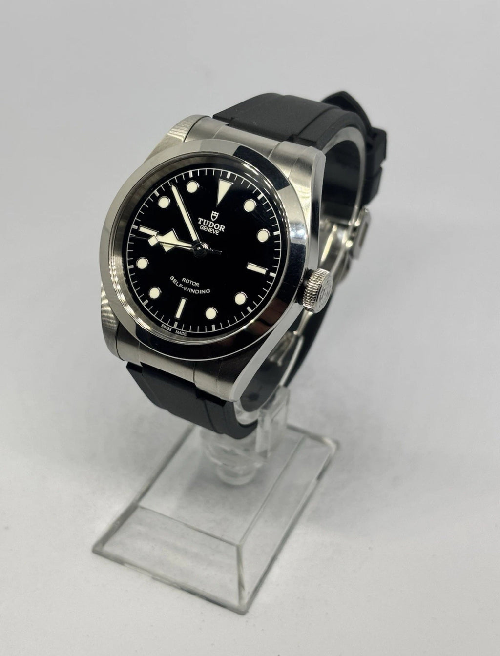 Rubber Watch Strap For Tudor Black Bay 41 79540 22mm 12mm Black Deployant Clasp