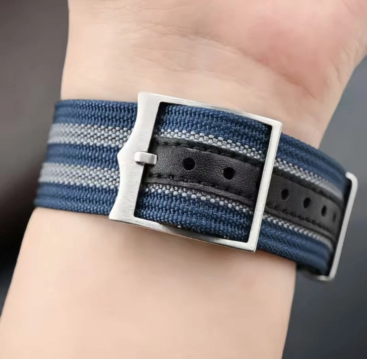 Nylon Single Pass Watch strap For Tudor FXD Pelagos with leather buckle holes