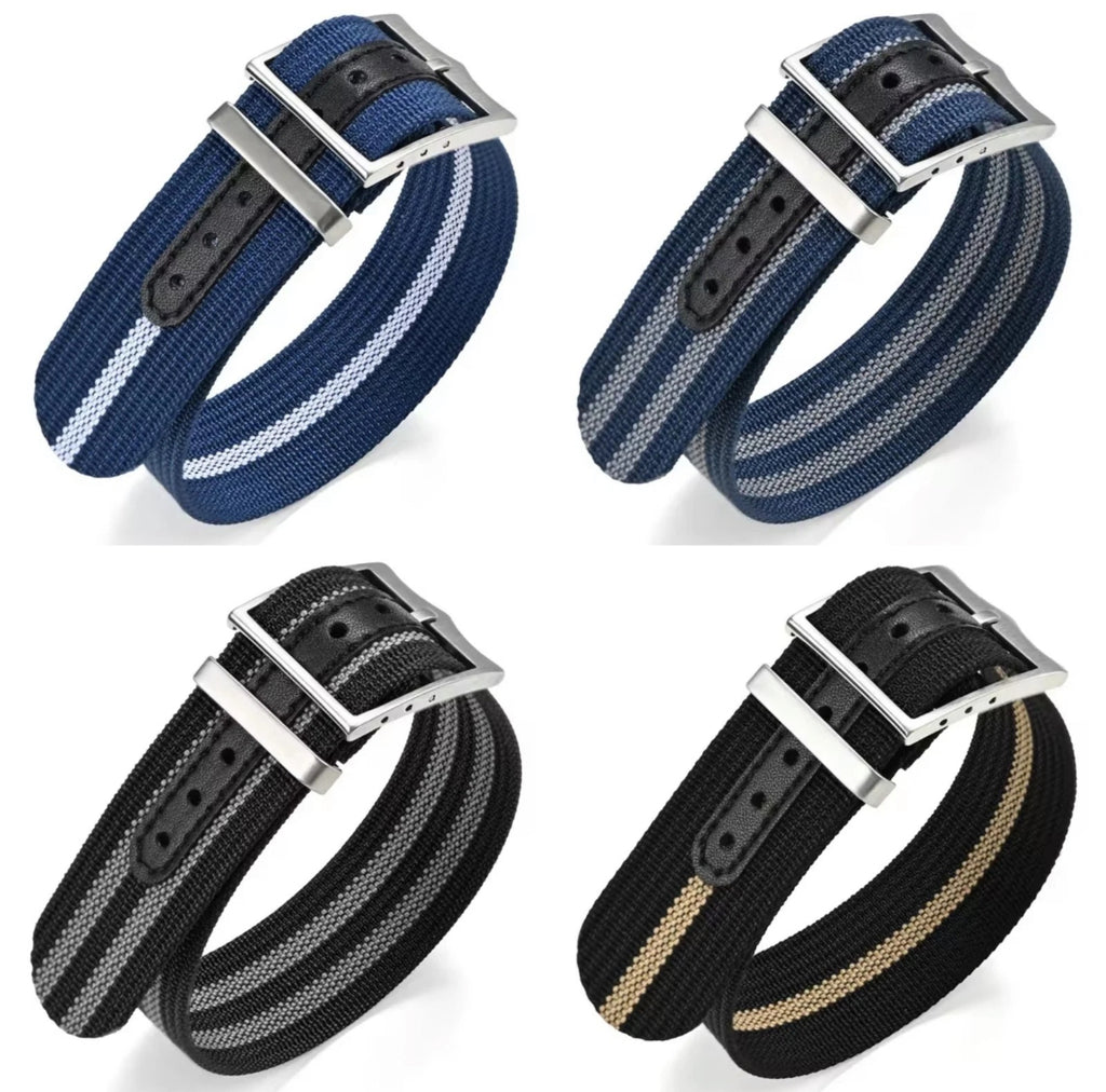 Nylon Single Pass Watch strap For Tudor FXD Pelagos with leather buckle holes