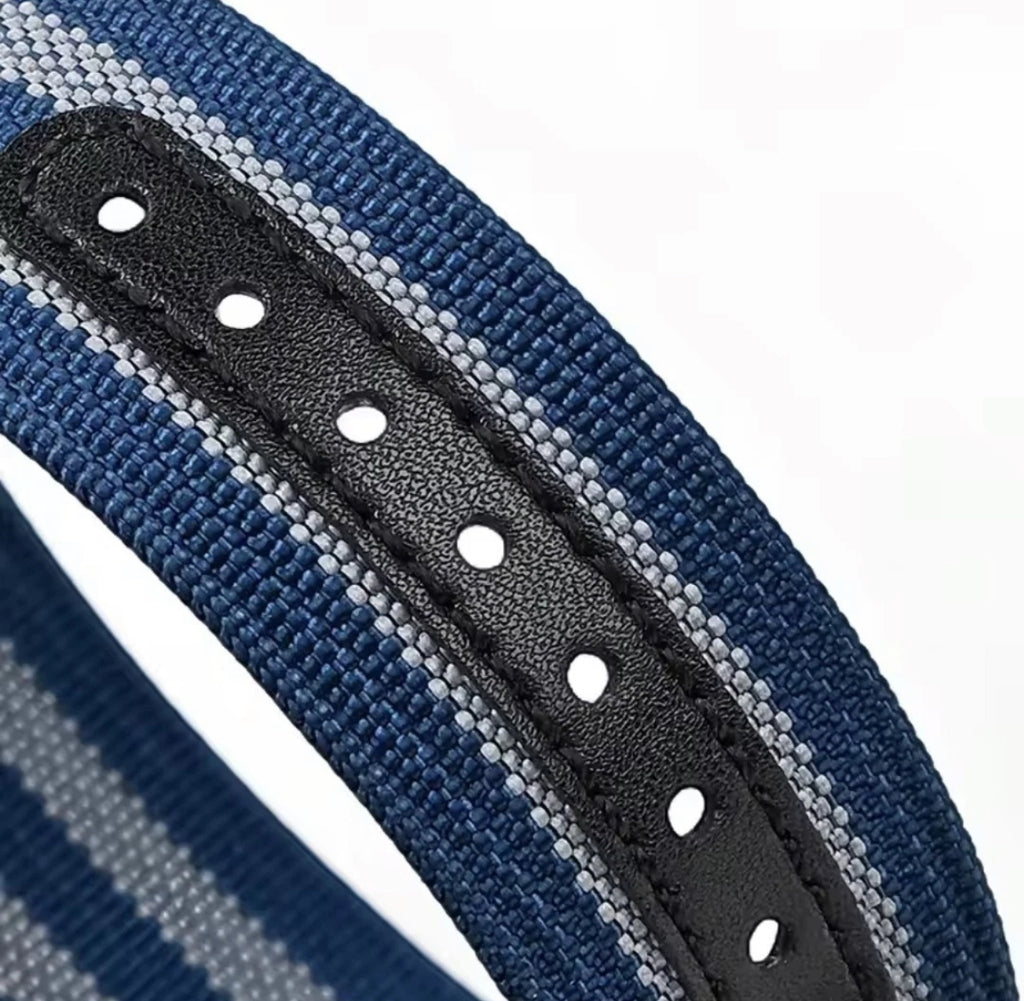 Nylon Single Pass Watch strap For Tudor FXD Pelagos with leather buckle holes
