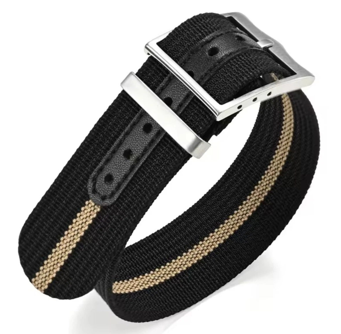 Nylon Single Pass Watch strap For Tudor FXD Pelagos with leather buckle holes