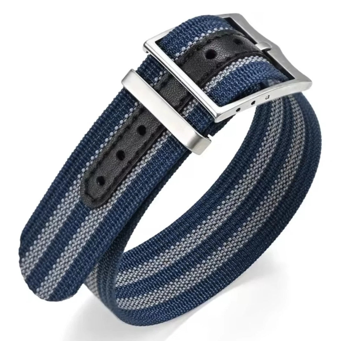 Nylon Single Pass Watch strap For Tudor FXD Pelagos with leather buckle holes