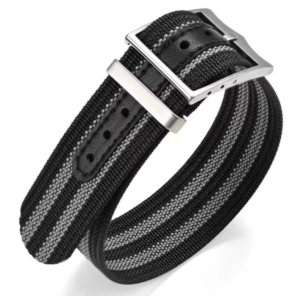 Nylon Single Pass Watch strap For Tudor FXD Pelagos with leather buckle holes