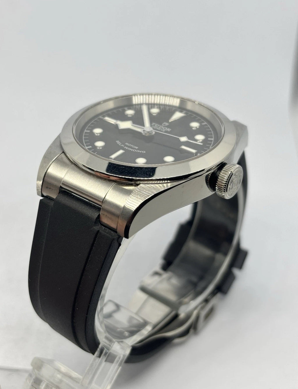 Rubber Watch Strap For Tudor Black Bay 41 79540 22mm 12mm Black Deployant Clasp