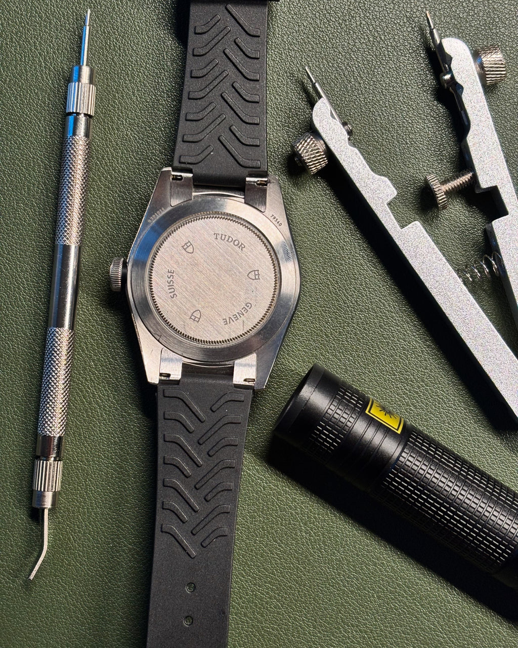 Rubber Watch Strap For Tudor Black Bay 41 79540 22mm 12mm Black Deployant Clasp