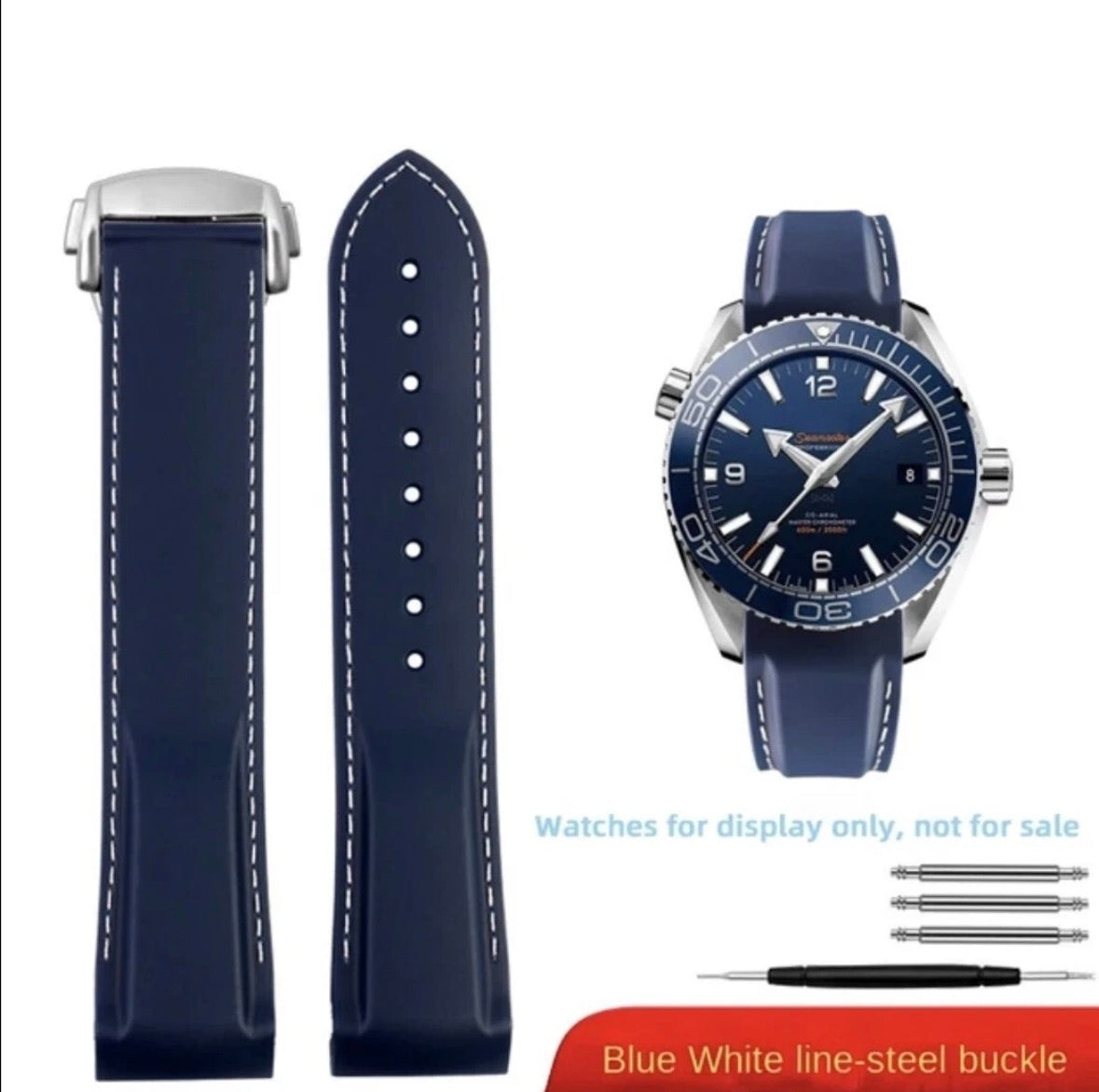 Rubber Watch Strap For Omega planet ocean 600 19mm 20mm 21mm 22mm Curved end Nylon