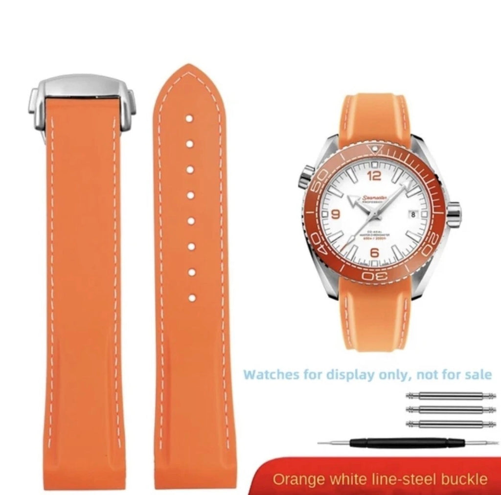 Rubber Watch Strap For Omega planet ocean 600 19mm 20mm 21mm 22mm Curved end Nylon