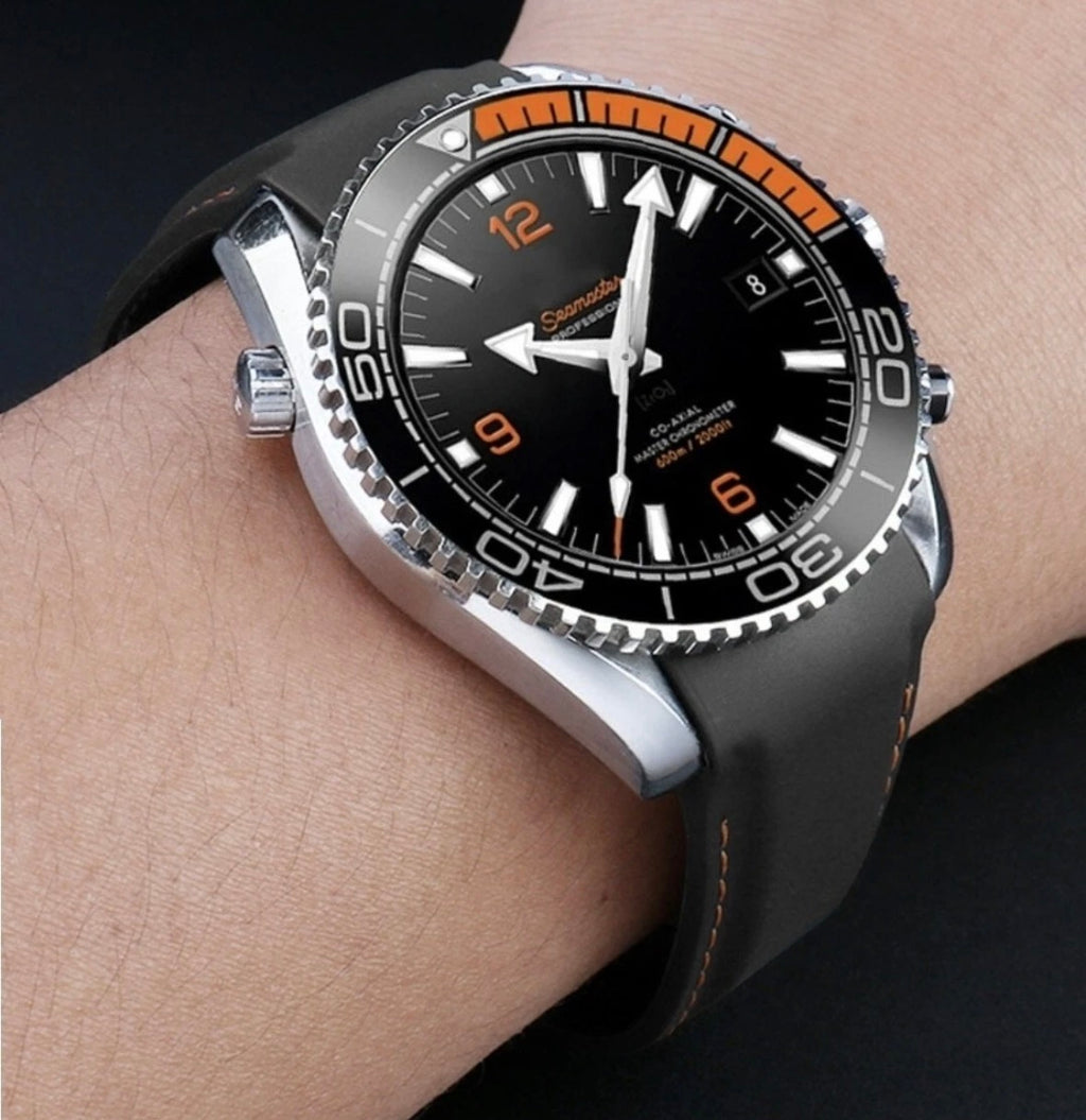 Rubber Watch Strap For Omega planet ocean 600 19mm 20mm 21mm 22mm Curved end Nylon