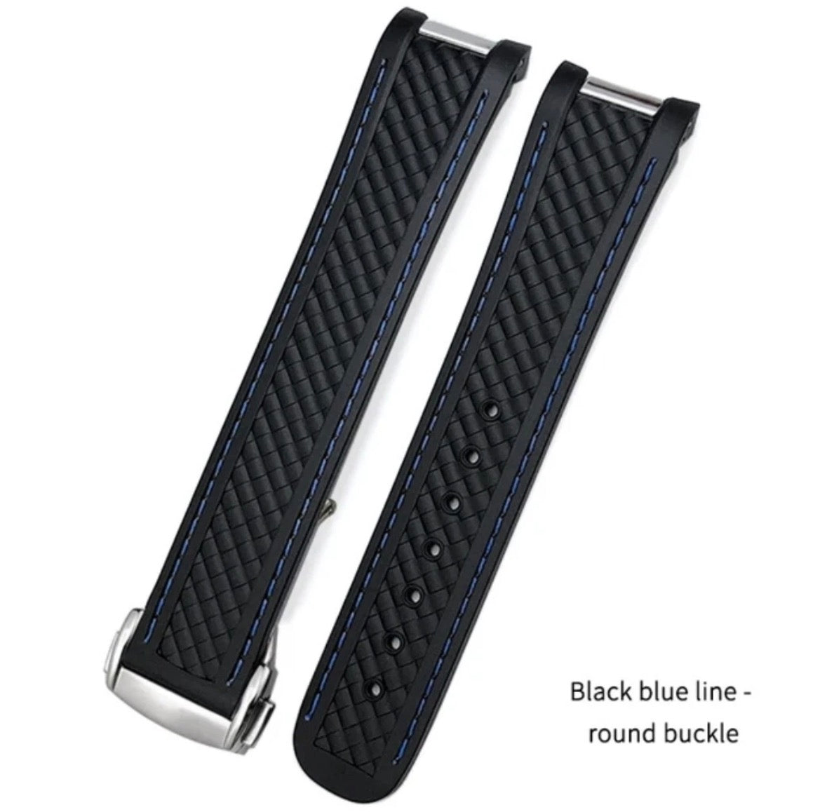Rubber Watch Strap For Omega Aqua Terra AT150 20mm 19mm Nylon Stitched Curve end