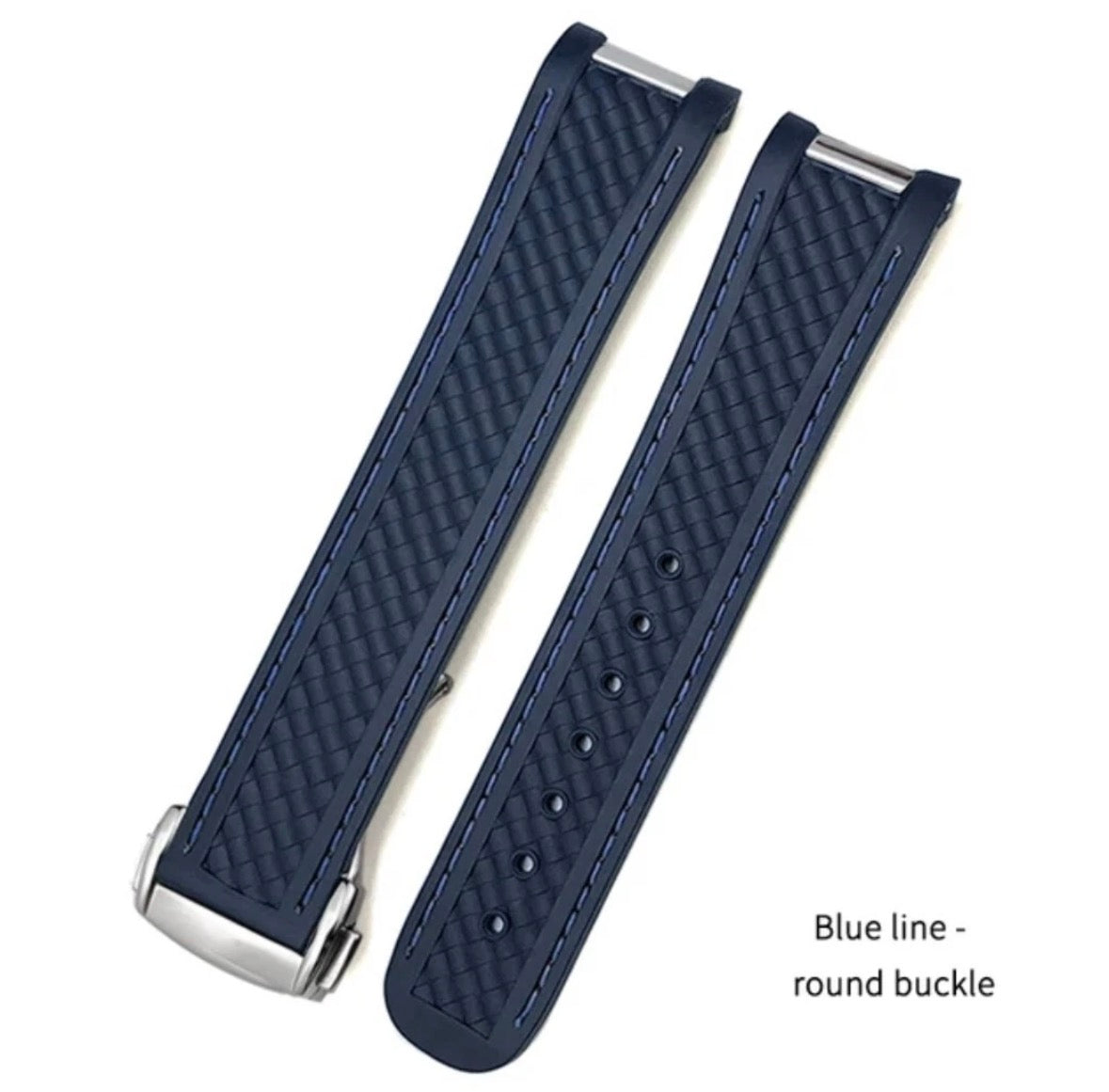 Rubber Watch Strap For Omega Aqua Terra AT150 20mm 19mm Nylon Stitched Curve end