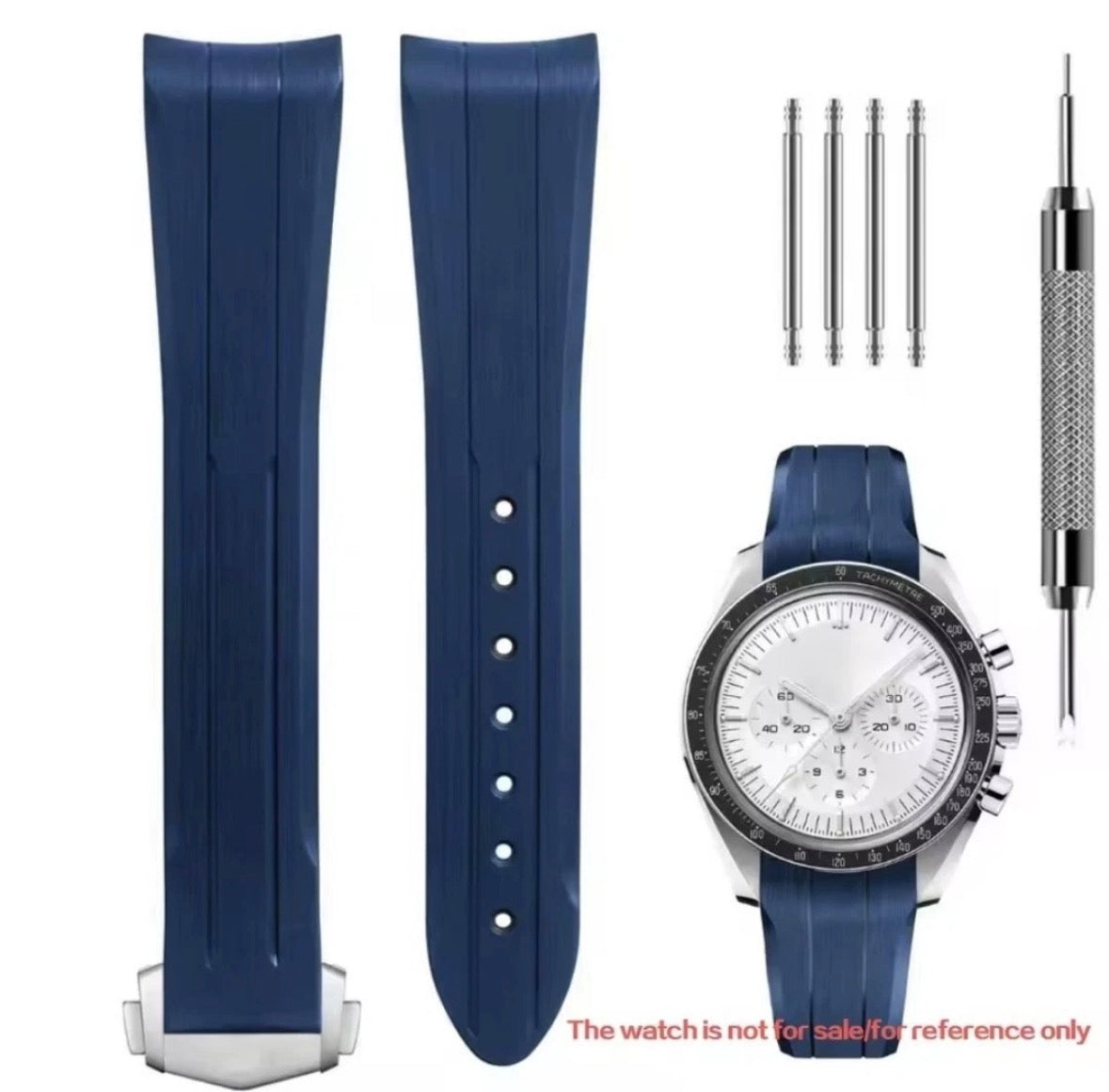 Rubber Watch Strap For Omega Speedmaster 20mm Black Blue Grey White Moonwatch