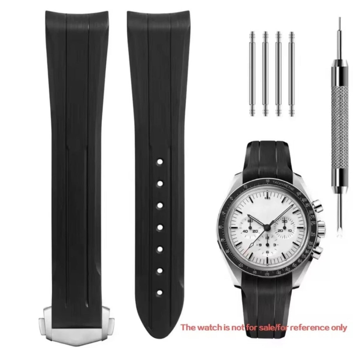 Rubber Watch Strap For Omega Speedmaster 20mm Black Blue Grey White Moonwatch