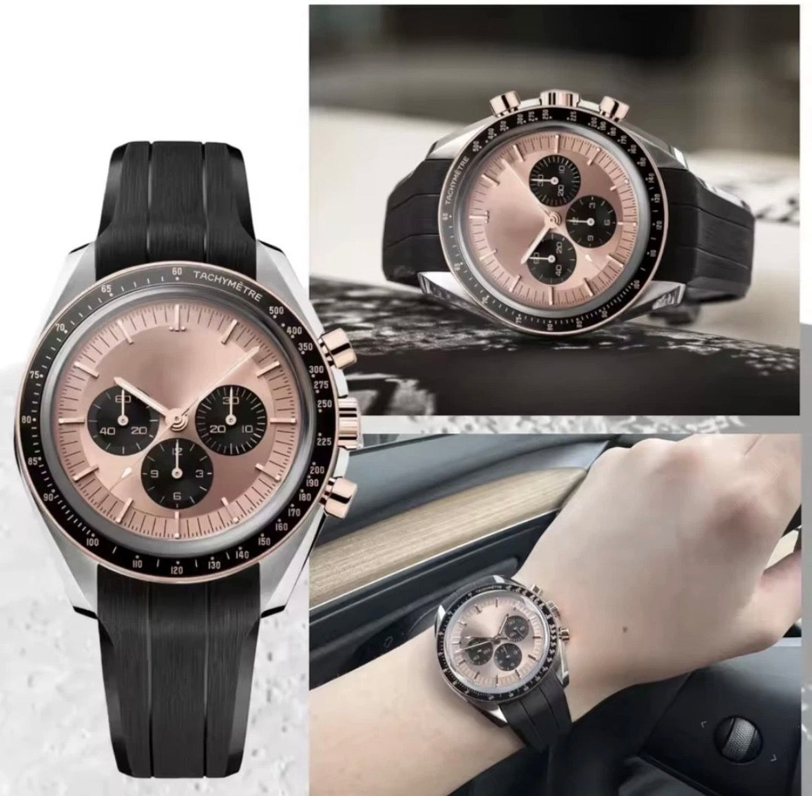 Rubber Watch Strap For Omega Speedmaster 20mm Black Blue Grey White Moonwatch