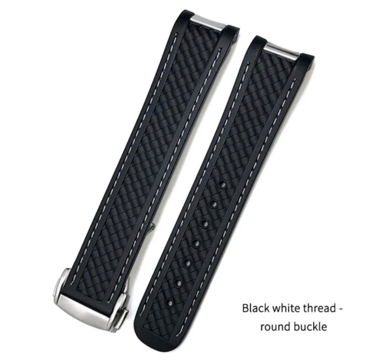 Rubber Watch Strap For Omega Aqua Terra AT150 20mm 19mm Nylon Stitched Curve end