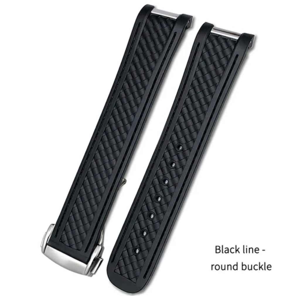 Rubber Watch Strap For Omega Aqua Terra AT150 20mm 19mm Nylon Stitched Curve end