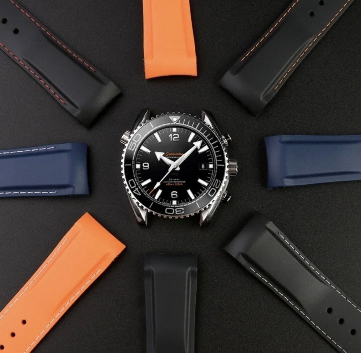 Rubber Watch Strap For Omega planet ocean 600 19mm 20mm 21mm 22mm Curved end Nylon