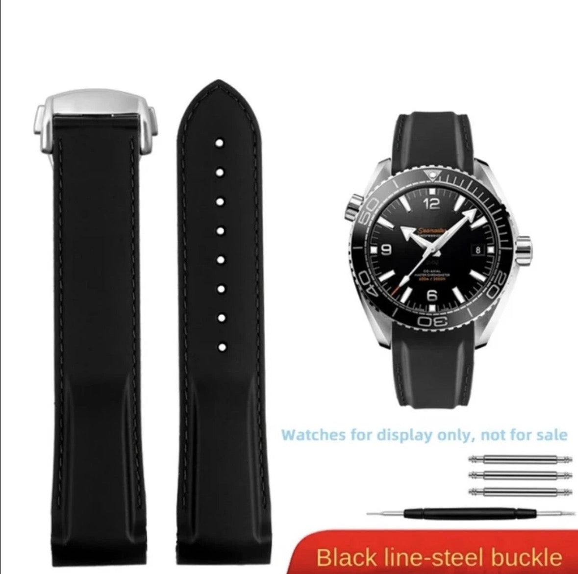 Rubber Watch Strap For Omega planet ocean 600 19mm 20mm 21mm 22mm Curved end Nylon