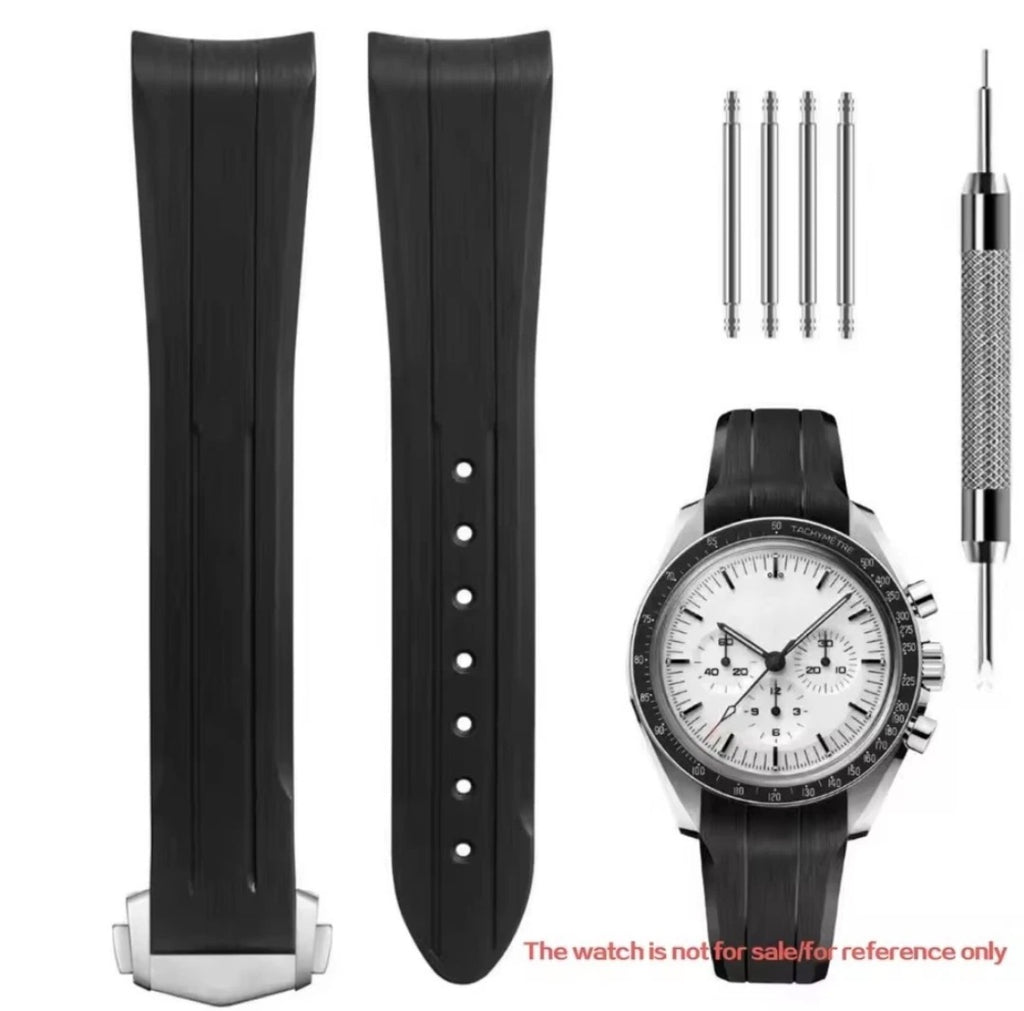 Rubber Watch Strap For Omega Speedmaster 20mm Black Blue Grey White Moonwatch