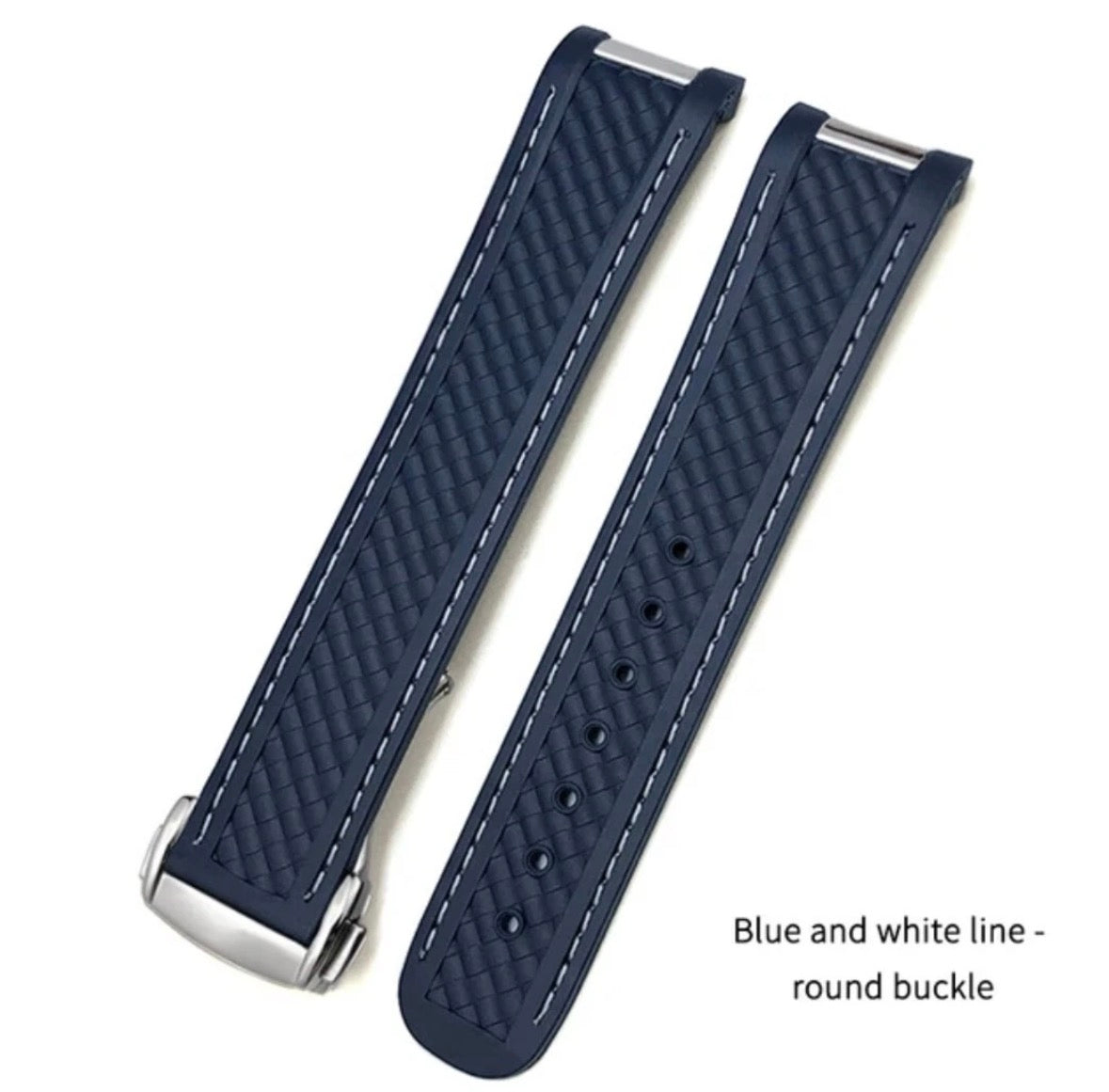 Rubber Watch Strap For Omega Aqua Terra AT150 20mm 19mm Nylon Stitched Curve end