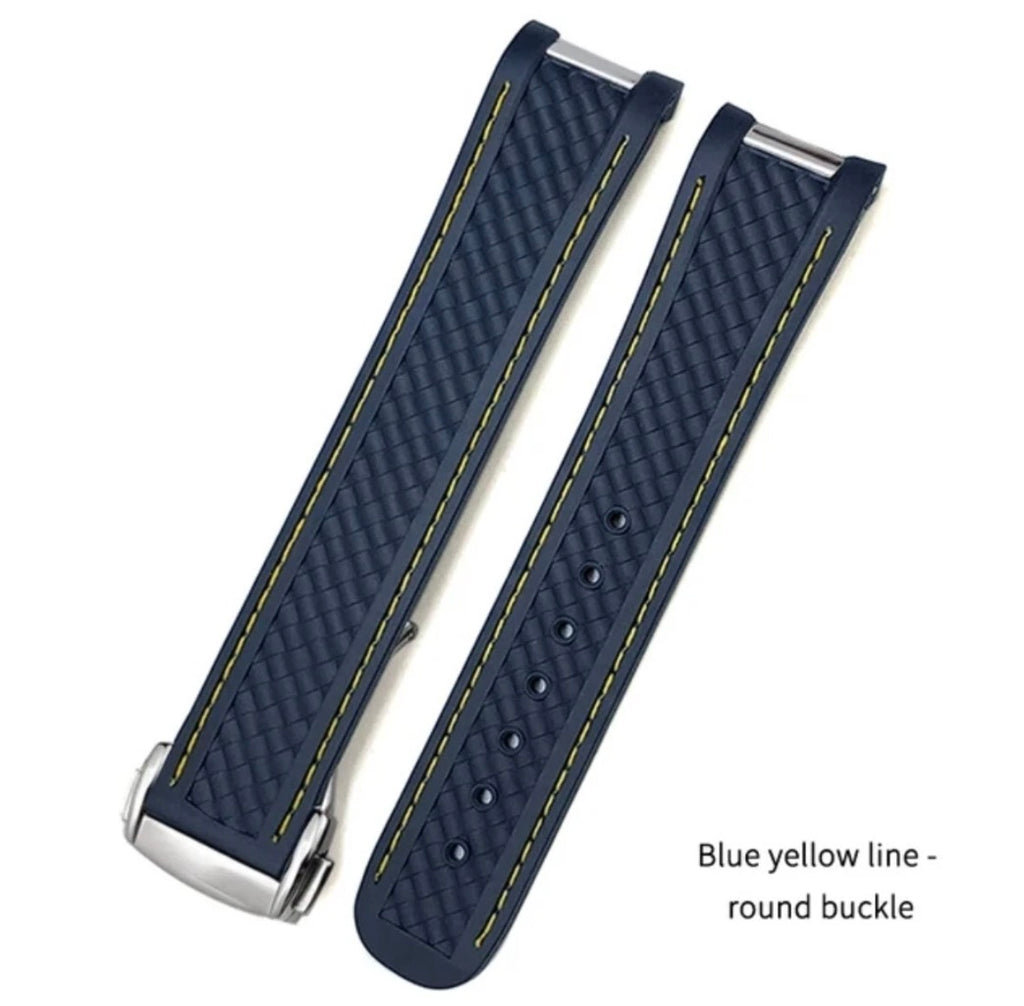 Rubber Watch Strap For Omega Aqua Terra AT150 20mm 19mm Nylon Stitched Curve end