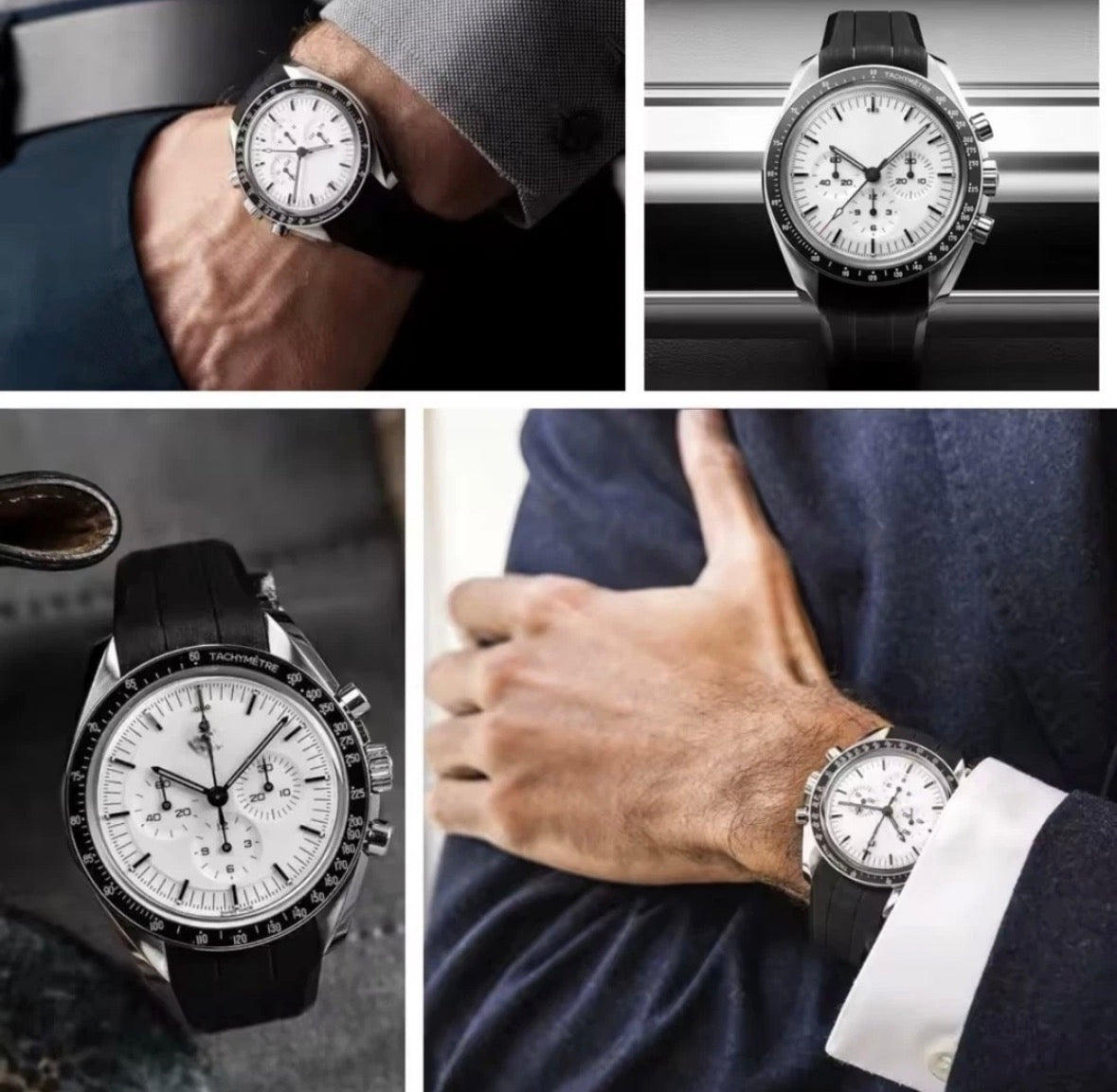 Rubber Watch Strap For Omega Speedmaster 20mm Black Blue Grey White Moonwatch