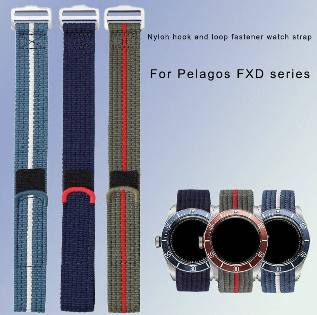 Nylon Strap For Tudor Pelagos FXD 22mm 20 Band Ribbed Single Pass Hook and Loop