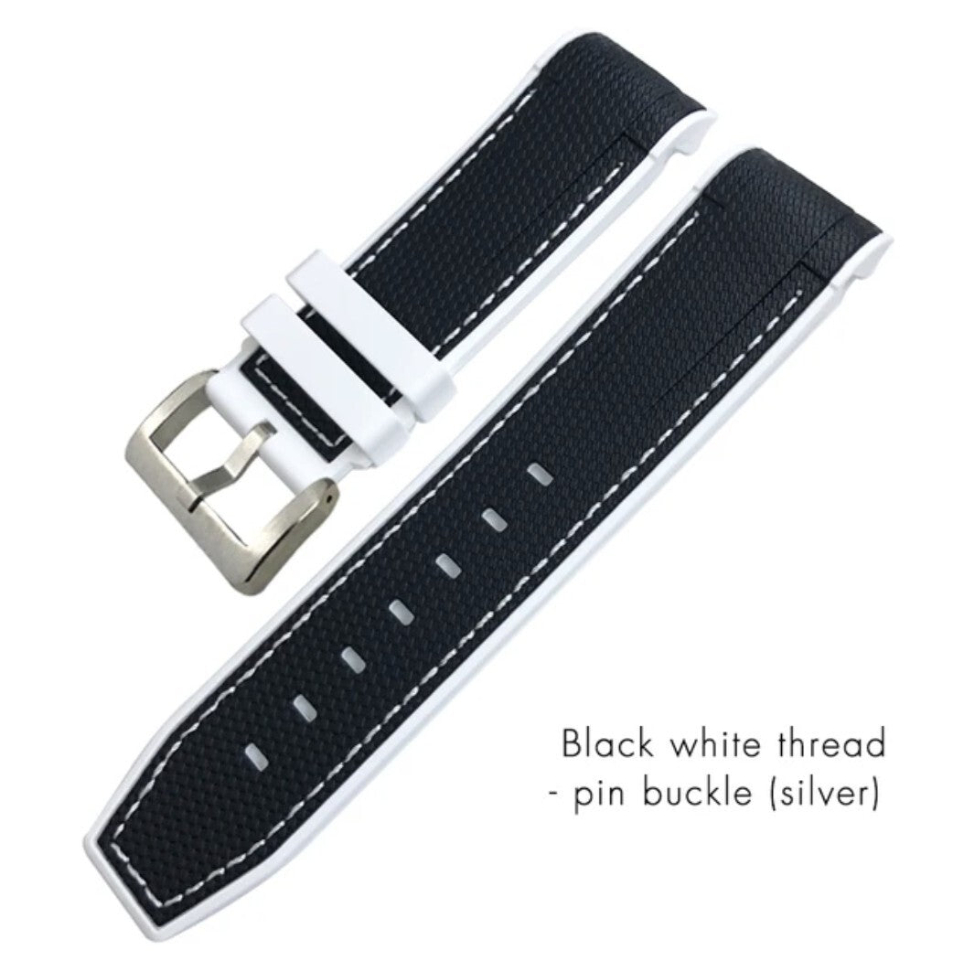 Rubber Watch Strap For Tudor Black Bay 41 and Tudor bronze 22/23mm Curved End Nylon Stitch