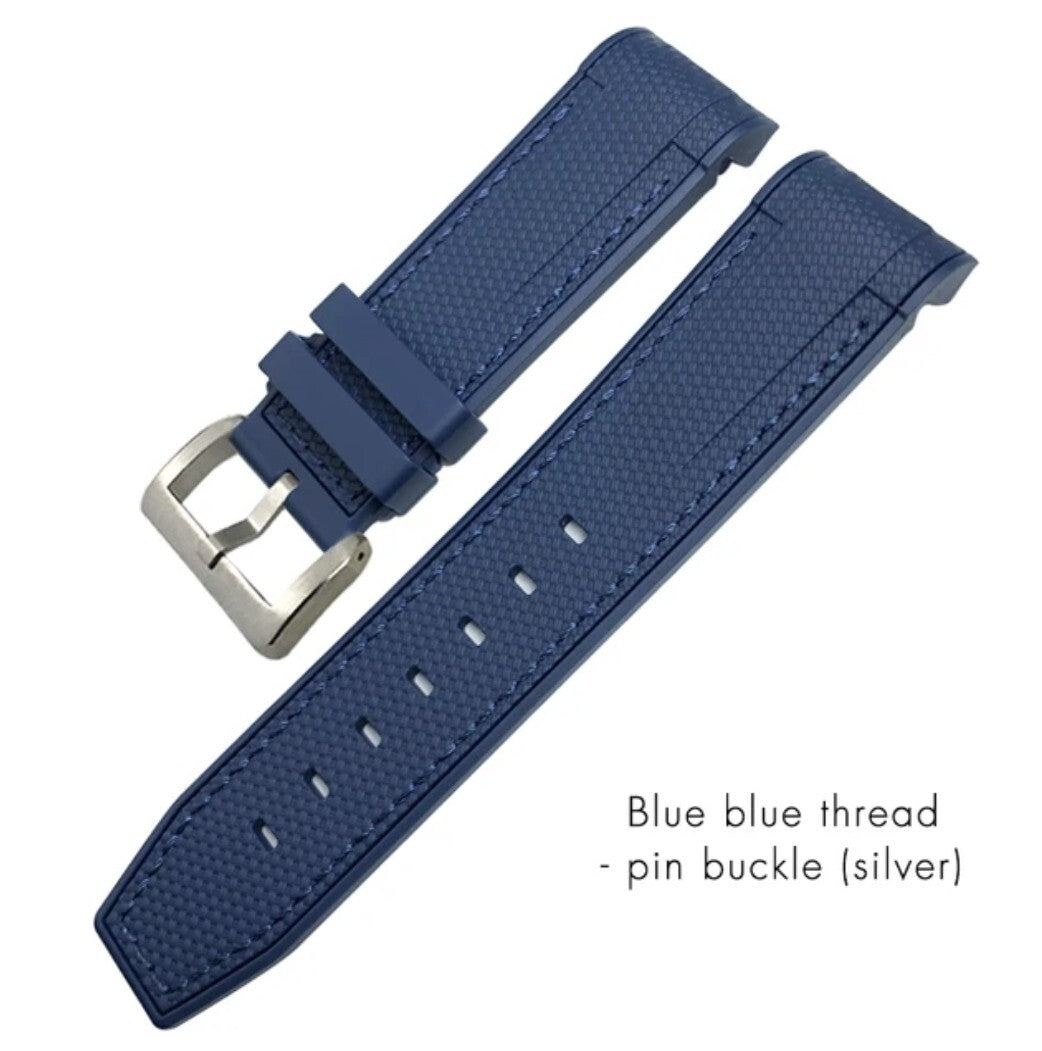 Rubber Watch Strap For Tudor Black Bay 41 and Tudor bronze 22/23mm Curved End Nylon Stitch