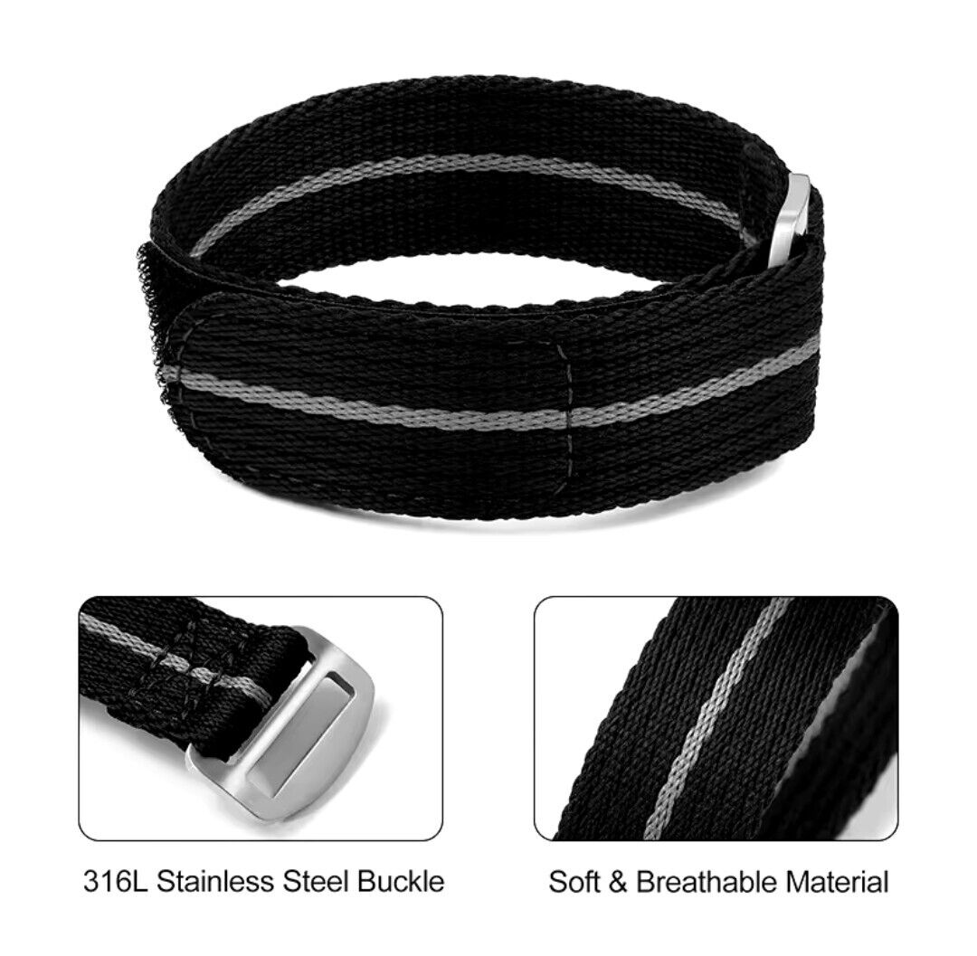 Nylon Single Pass Hook and Loop Strap Watch Band For Tudor FXD Pelagos and Other