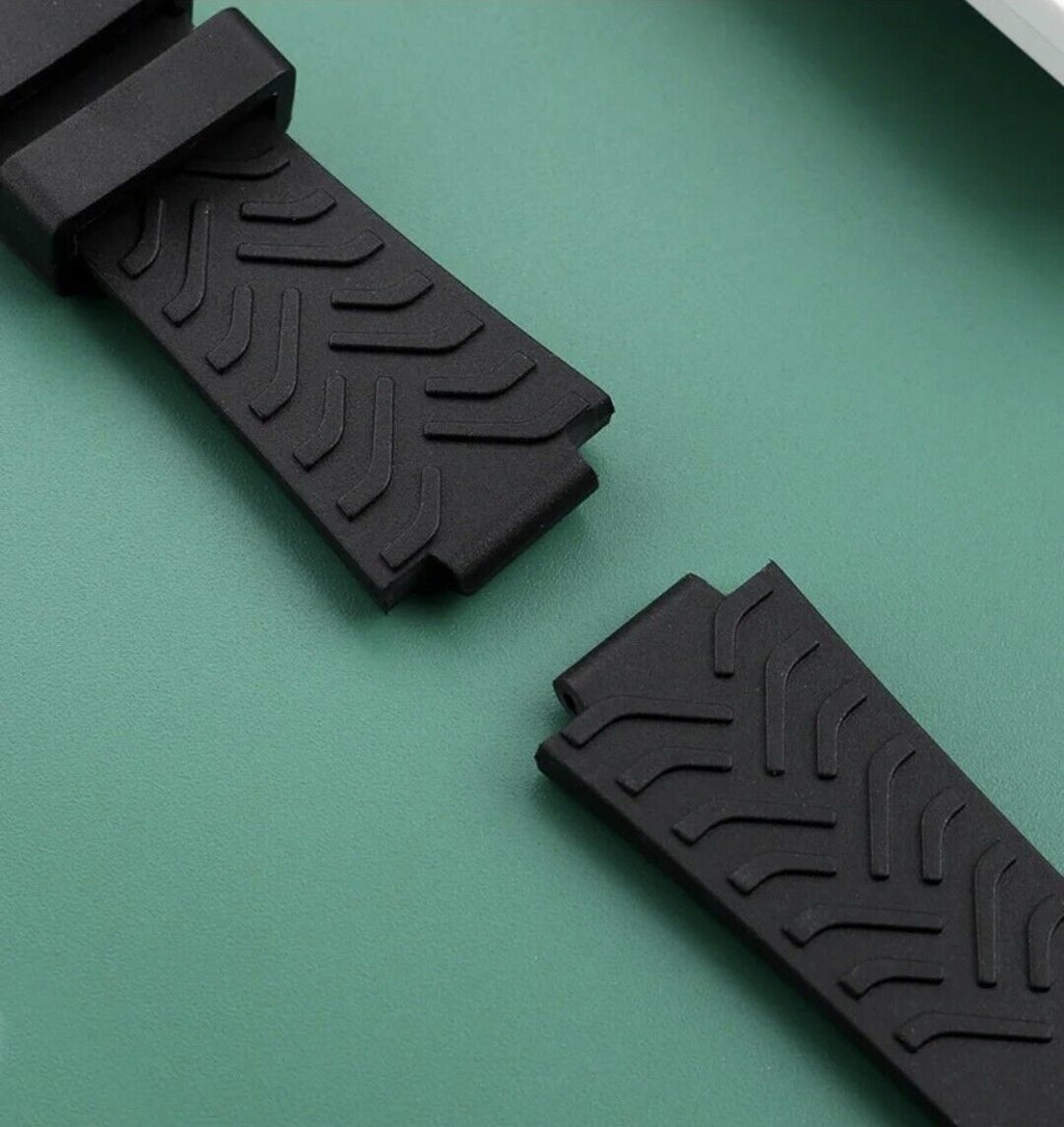 Rubber Watch Strap For Tudor Pelagos 22mm 12mm Black Deployant Clasp Diver