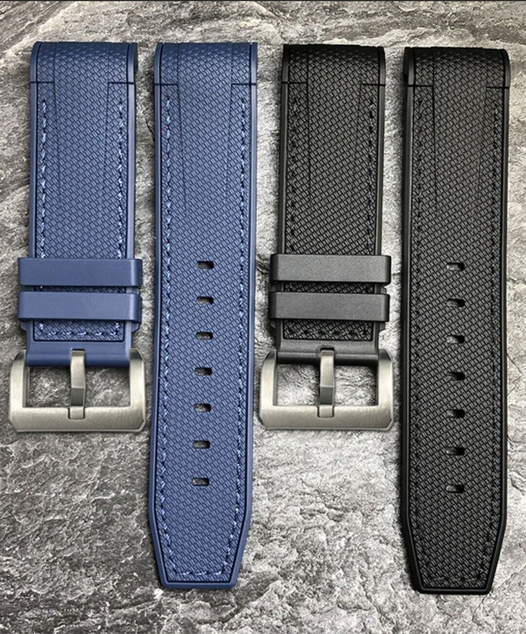 Rubber Watch Strap For Tudor Black Bay 41 and Tudor bronze 22/23mm Curved End Nylon Stitch