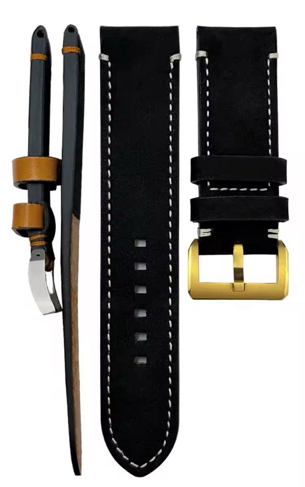 Leather Strap For Tudor Black Bay Bronze 23mm 22mm Pin Buckle