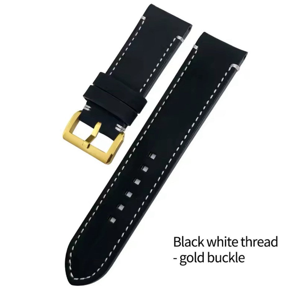Leather Strap For Tudor Black Bay Bronze 23mm 22mm Pin Buckle